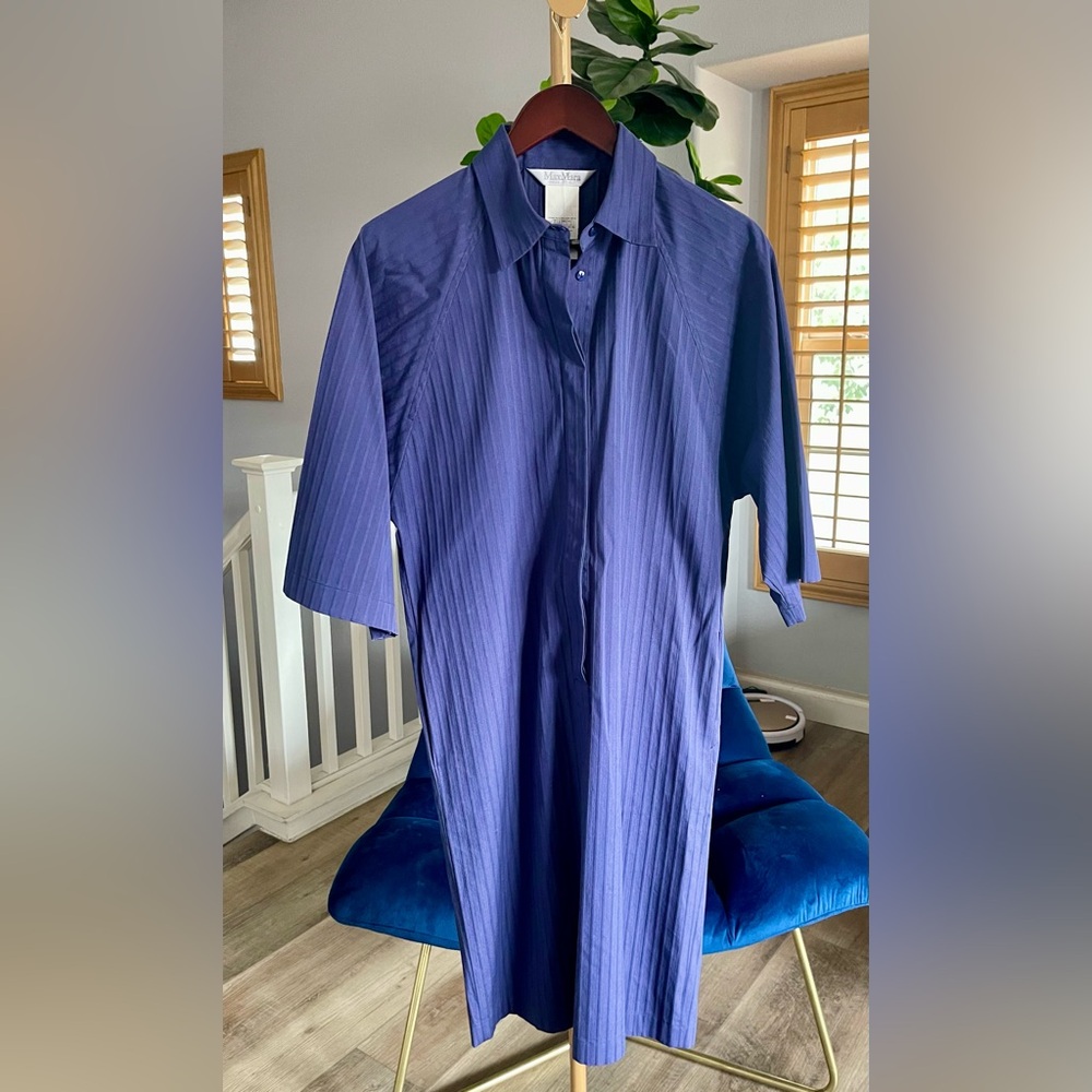 NWOT Max Mara Shirt Dress Pleated Short Sleeve Women’s Size 8